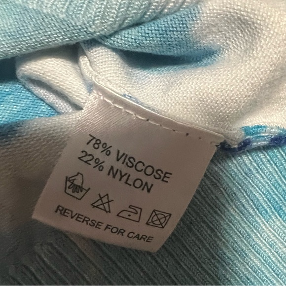 belldini XL Cardigan sweater rhinestone zipper tie dye blue ombre tones & white - Picture 11 of 12